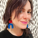 Hot Pink + Electric Blue Record Earrings