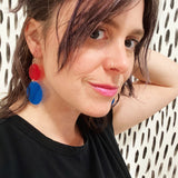 Hot Pink + Electric Blue Record Earrings