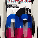 Hot Pink + Electric Blue Record Earrings