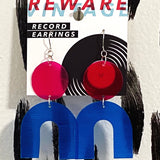 Hot Pink + Electric Blue Record Earrings