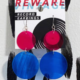 Hot Pink + Electric Blue Record Earrings