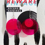 Hot Pink + Electric Blue Record Earrings