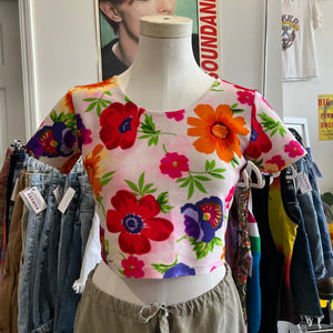 Y2K Cropped Floral Shirt