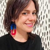 Hot Pink + Electric Blue Record Earrings