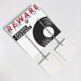 Square Record Chain Drop Earrings