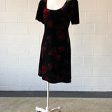Rose Print Velvet Dress