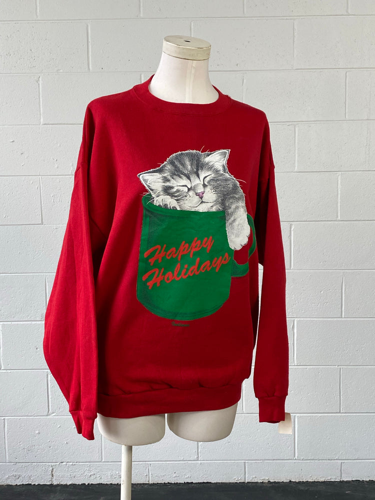 Happy Holidays Cat Sweatshirt